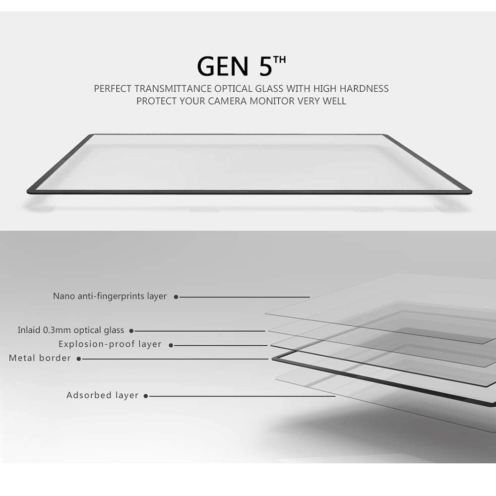 GGS LARMOR Screen Protector for Nikon D7100, Nikon D7200, from Tempered Glass Foil, SelfAdhesive, 4th Generation with Top Screen Protector
