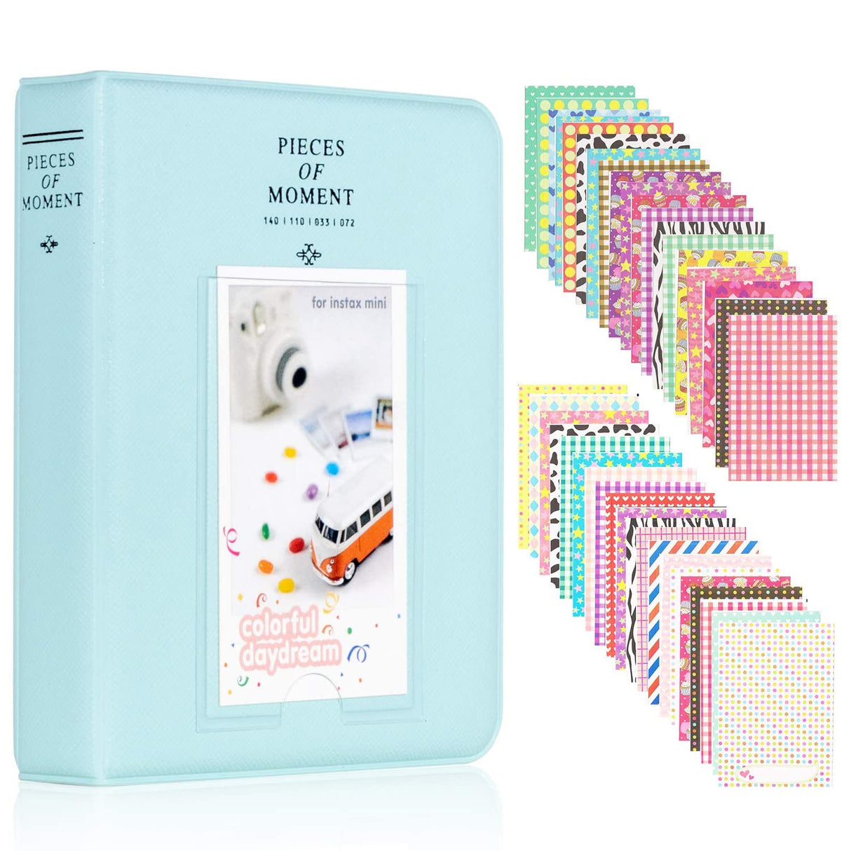 ZENKO 64 Pockets Mini Photo Album for Fujifilm Instax Mini 11 7s 8 8+ 9 25 26 50s 70 90 Instant Camera & Name Card (64 Pockets) Ice Blue