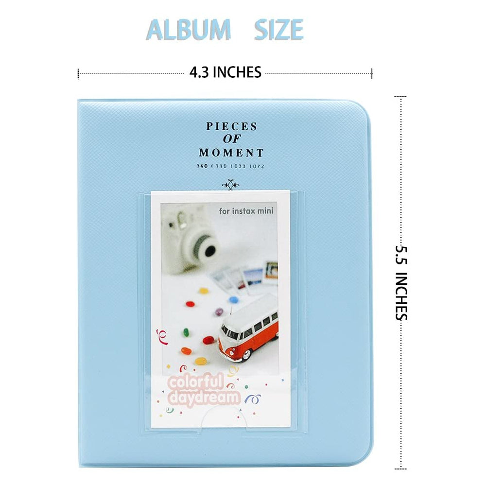 Zenko Compatible 64 sheet Album for Fujifilm Instax Mini Film (3 inch) (Pastel Blue)