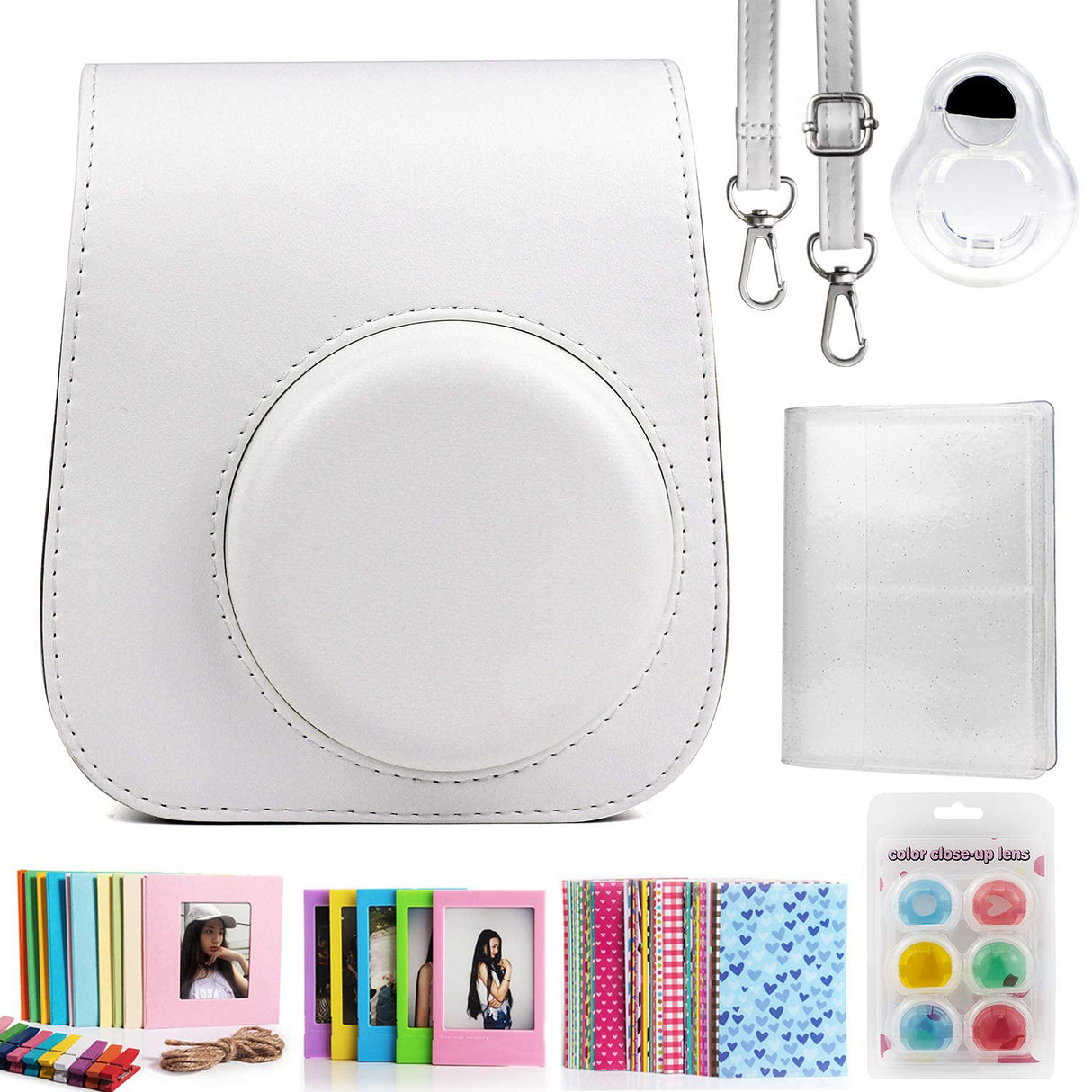 ZENKO Compatible Mini 11 Camera Case Bundle with Album, Filters Other Accessories (7 Items) White