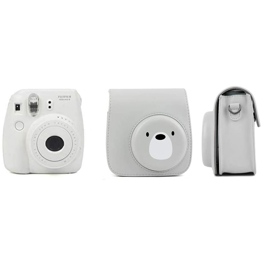 ZENKO Mini Camera Case for Instax Mini 11 9 8 8+ Instant Film Camera Premium PU Leather with Shoulder Strap Cute bear