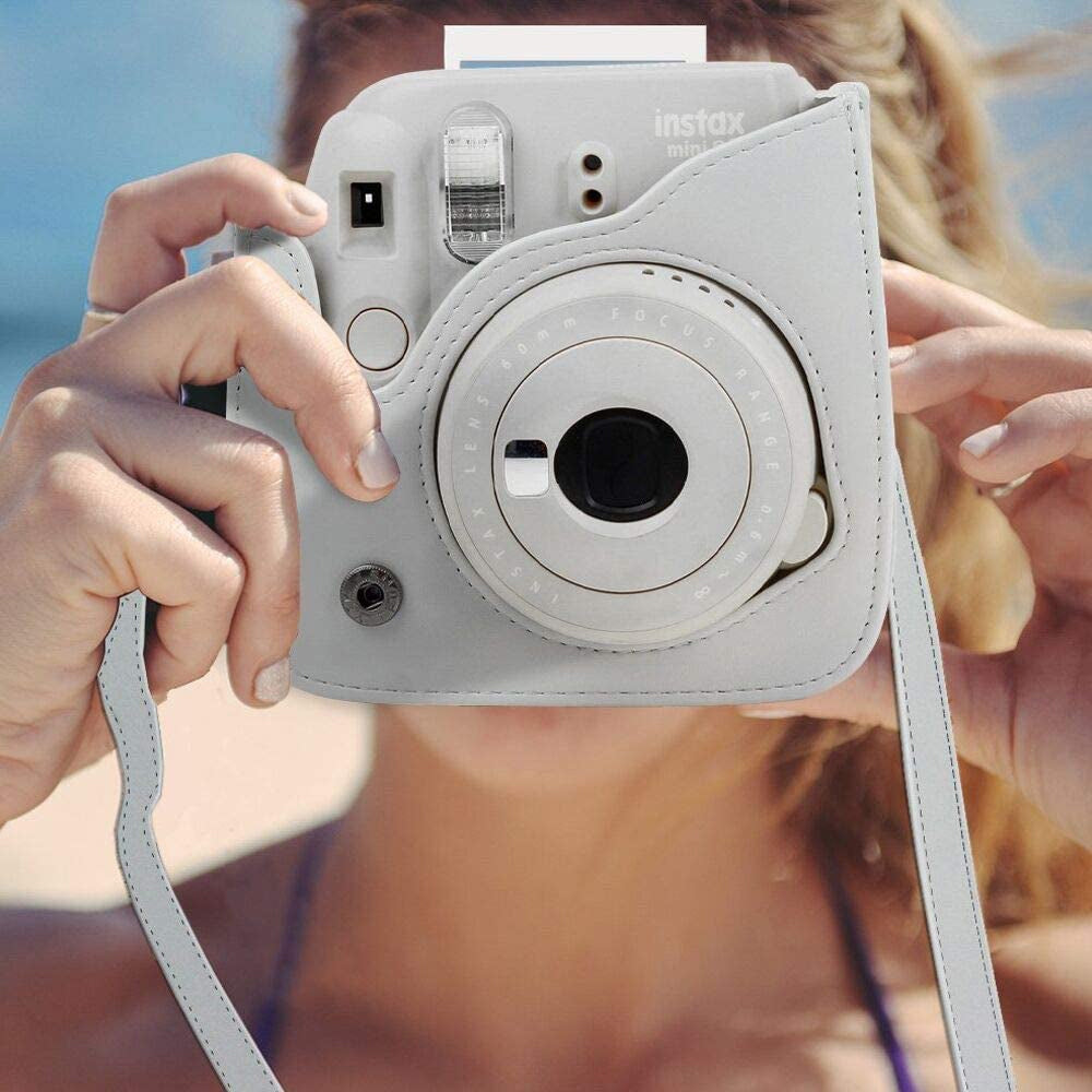 ZENKO Mini Camera Case for Instax Mini 11 9 8 8+ Instant Film Camera Premium PU Leather with Shoulder Strap Cute bear