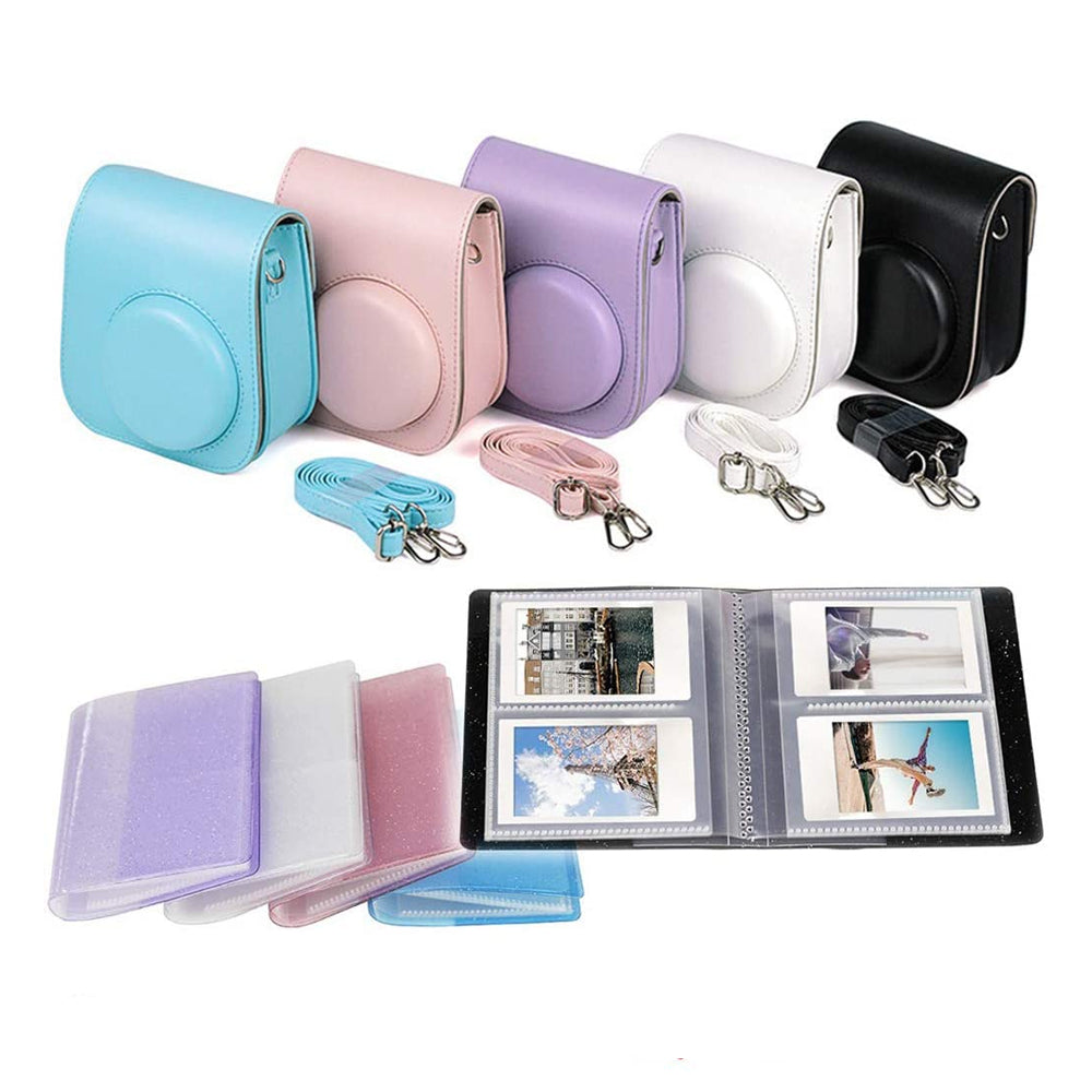 ZENKO Premium Leather Cover Protective Case Camera Bag with Removable Strap, Photo Album Compatible for Instax Mini 11 Instant Camera