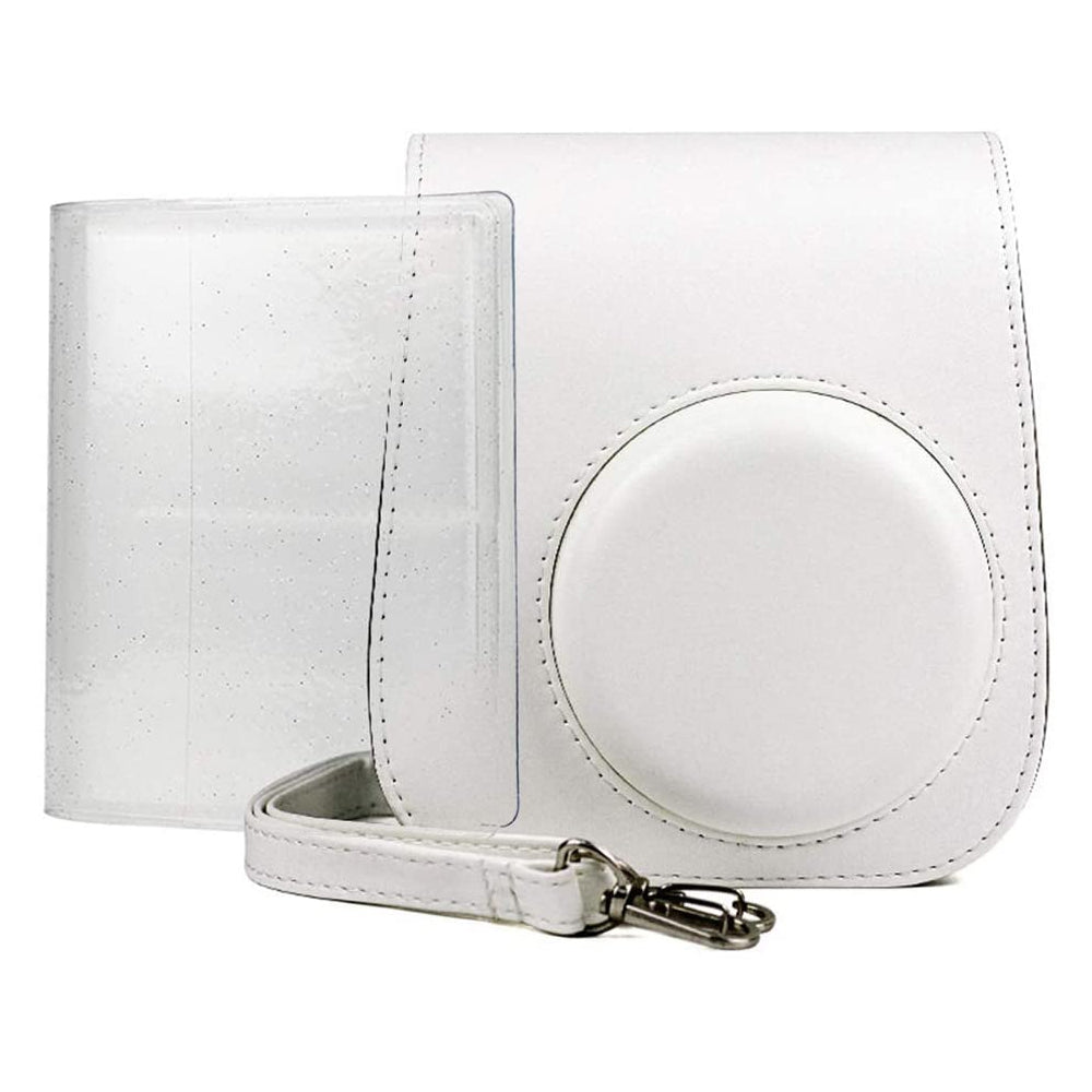 ZENKO Premium Leather Cover Protective Case Camera Bag with Removable Strap, Photo Album Compatible for Instax Mini 11 Instant Camera White