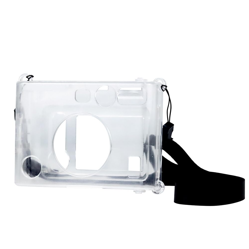 ZIKKON Clear Protective Case for Fujifilm Instax Mini Evo Instant Camera -Transparent Carrying Case with Shoulder Strap.