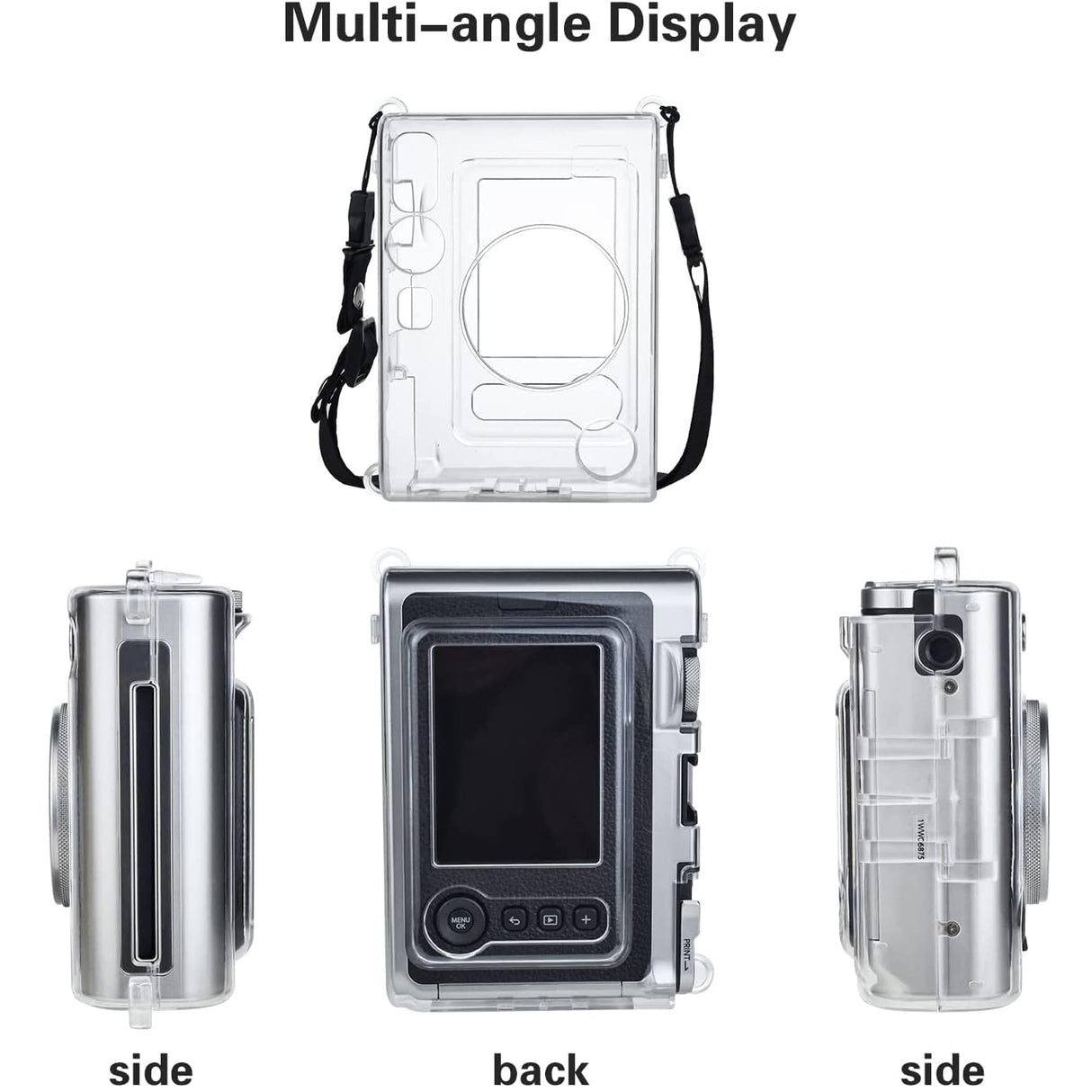 ZIKKON Clear Protective Case for Fujifilm Instax Mini Evo Instant Camera -Transparent Carrying Case with Shoulder Strap.