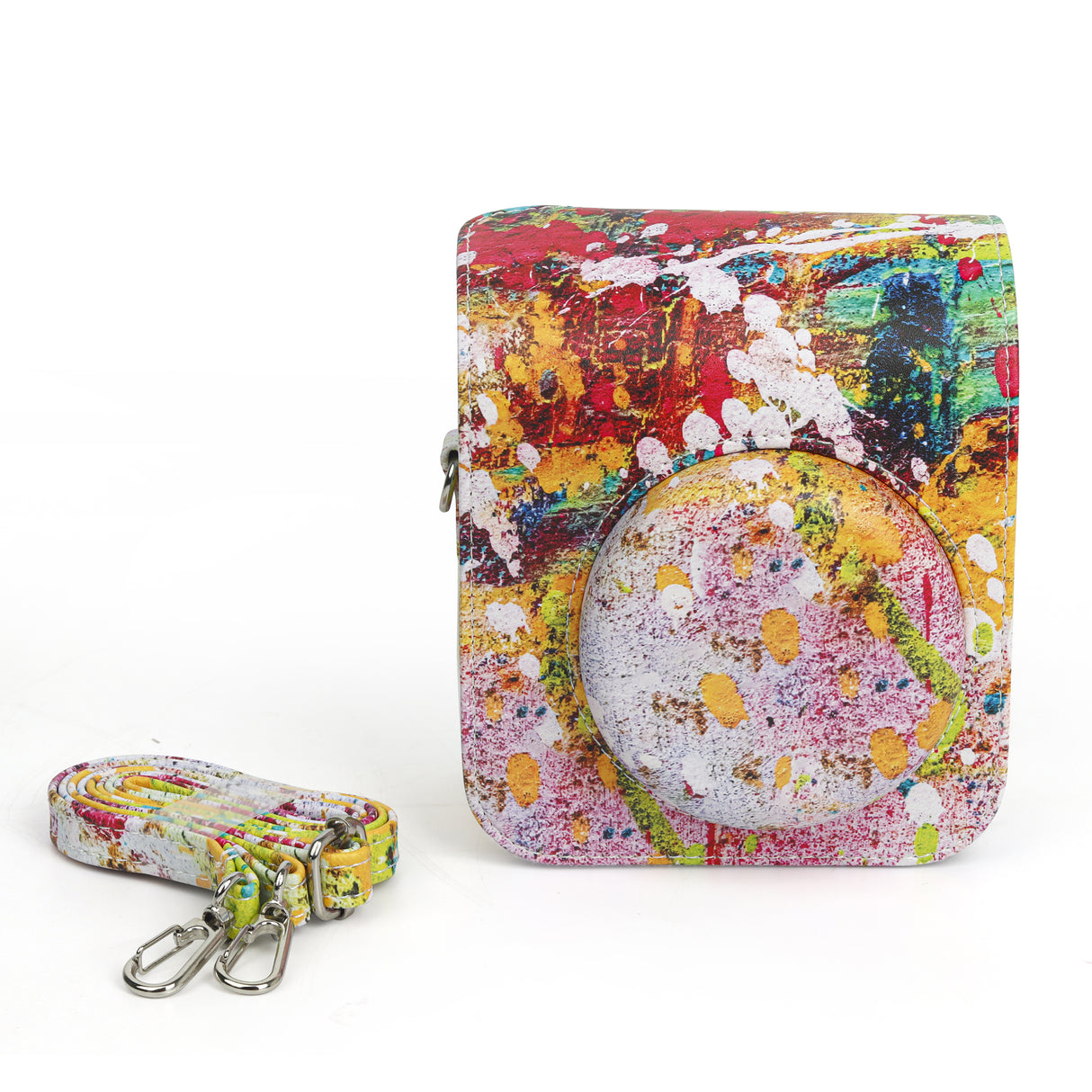 ZIKKON Instax Mini 12 Protective Camera Case PU Leather Carrying Bag_Abstract oil painting