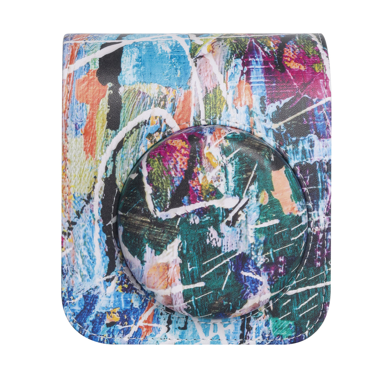 ZIKKON Instax Mini 12 Protective Camera Case PU Leather Carrying Bag_Colorful graffiti