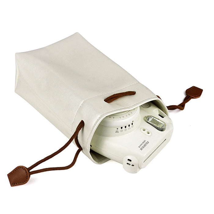 ZIKKON Instax Universal Vintage PU Leather Bundle Pocket Case Bag for Polaroid Mini Camera (Pearl White)