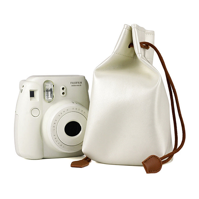 ZIKKON Instax Universal Vintage PU Leather Bundle Pocket Case Bag for Polaroid Mini Camera (Pearl White)