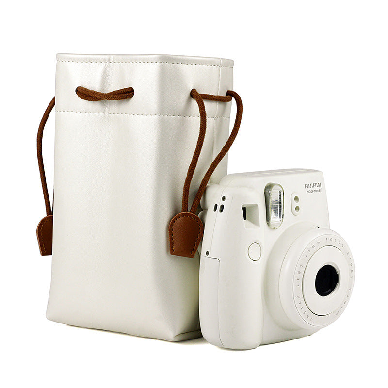 ZIKKON Instax Universal Vintage PU Leather Bundle Pocket Case Bag for Polaroid Mini Camera (Pearl White)