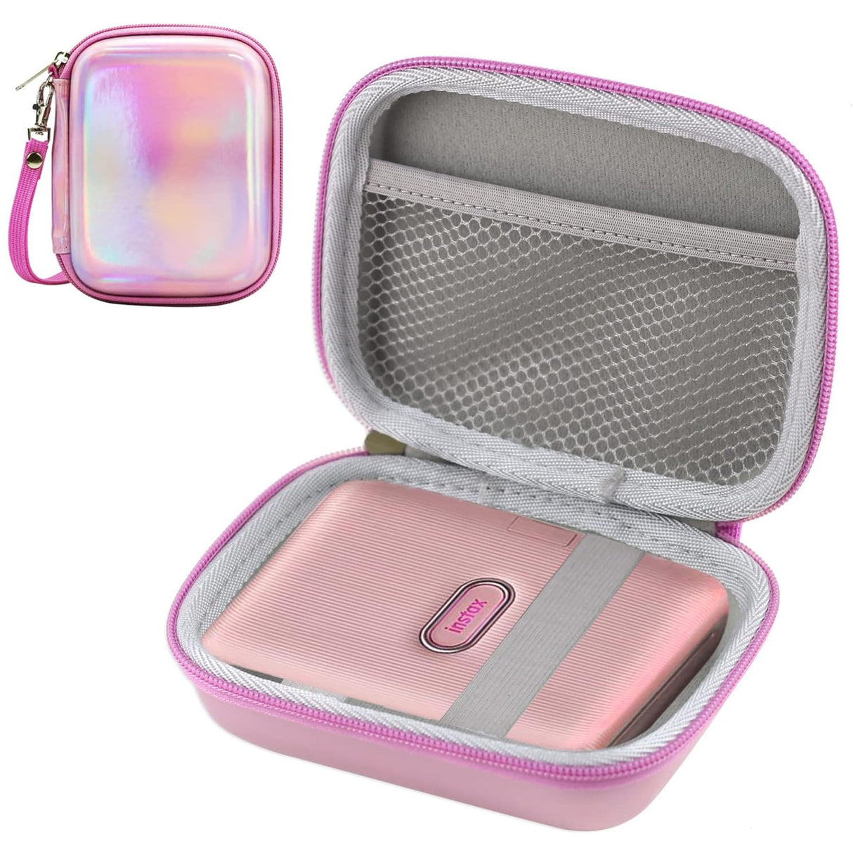 ZIKKON Instax mini EVA Case For Instax Mini Link, Link2, Liplay, EVO (Iridescent pink)