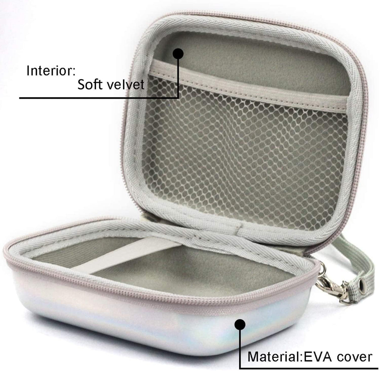 ZIKKON Instax mini EVA Case For Instax Mini Link, Link2, Liplay, EVO (Iridescent-silver)