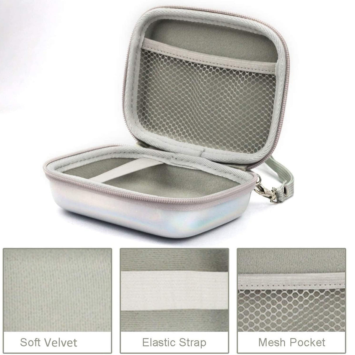 ZIKKON Instax mini EVA Case For Instax Mini Link, Link2, Liplay, EVO (Iridescent-silver)