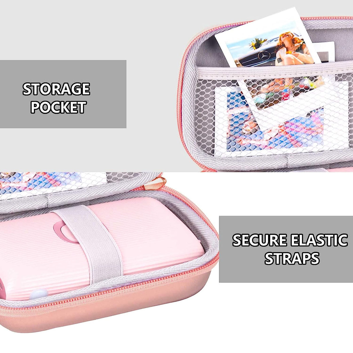 ZIKKON Instax mini EVA Case for Instax Mini Link, Link3, Liplay, EVO (Blush Gold)