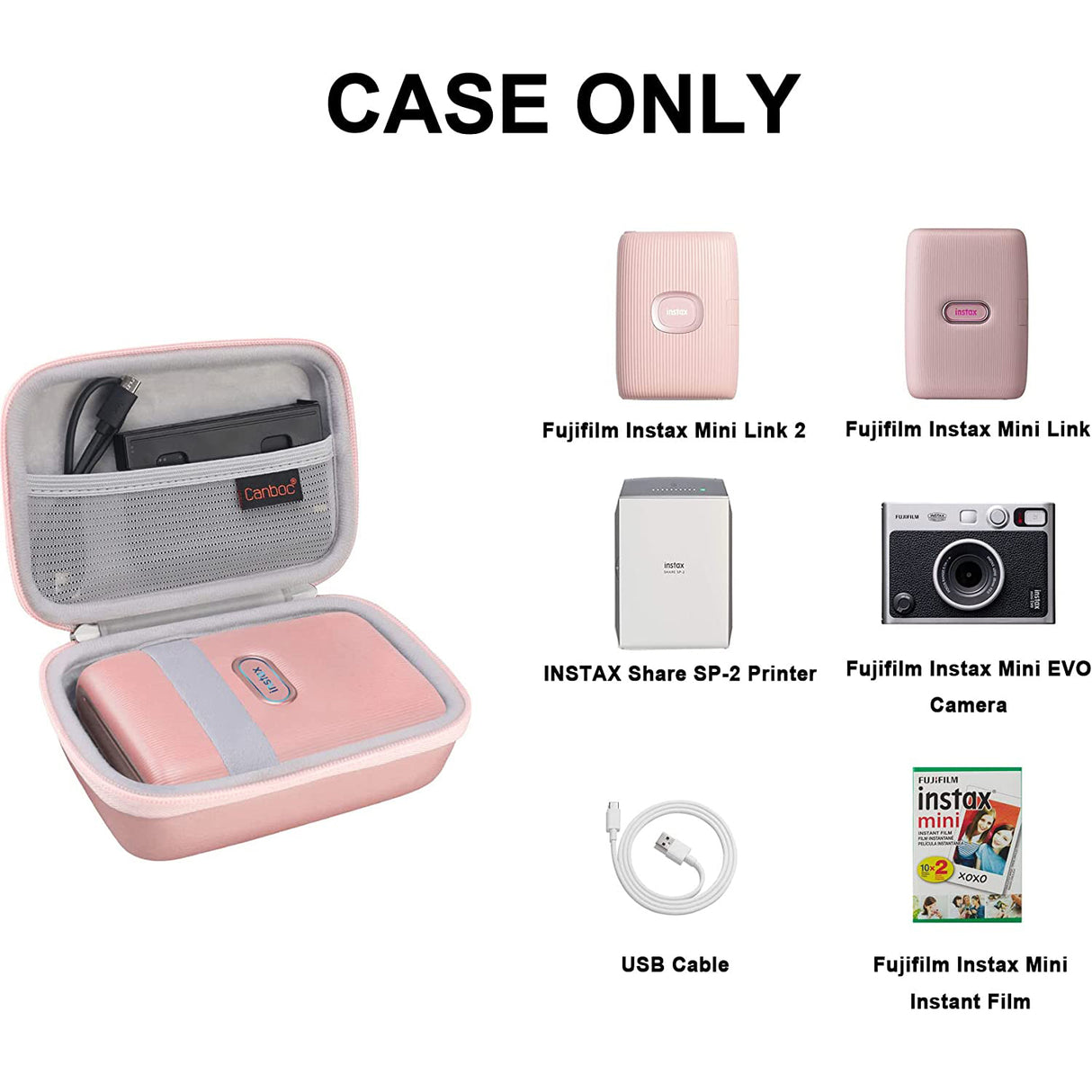 ZIKKON Instax mini EVA Case for Instax Mini Link, Link3, Liplay, EVO (Blush Gold)