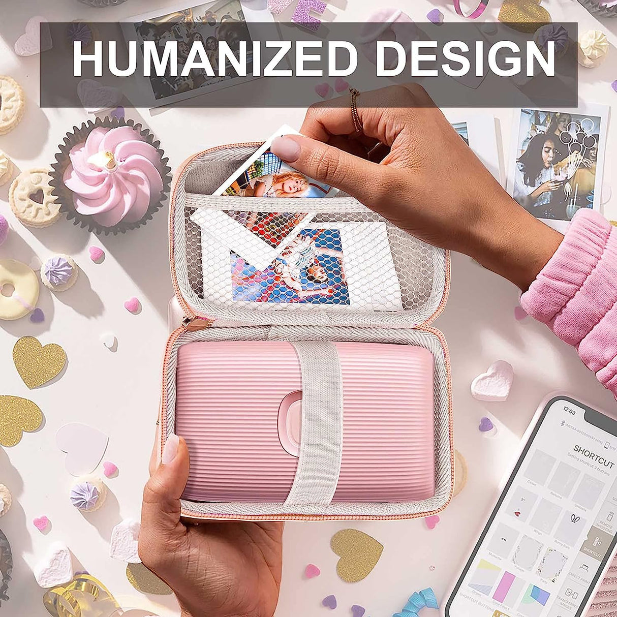 ZIKKON Instax mini EVA Case for Instax Mini Link, Link3, Liplay, EVO (Blush Gold)