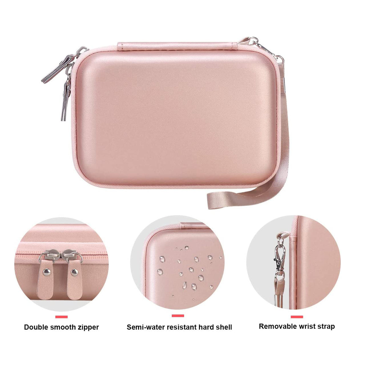 ZIKKON Instax mini EVA Case for Instax Mini Link, Link3, Liplay, EVO (Blush Gold)