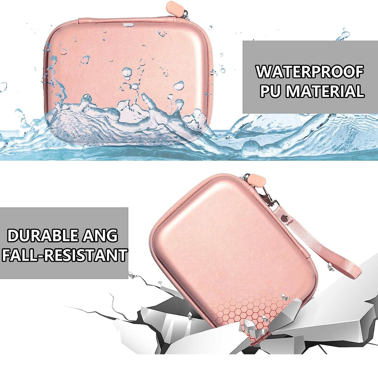 ZIKKON Instax mini EVA Case for Instax Mini Link, Link3, Liplay, EVO (Blush Gold)