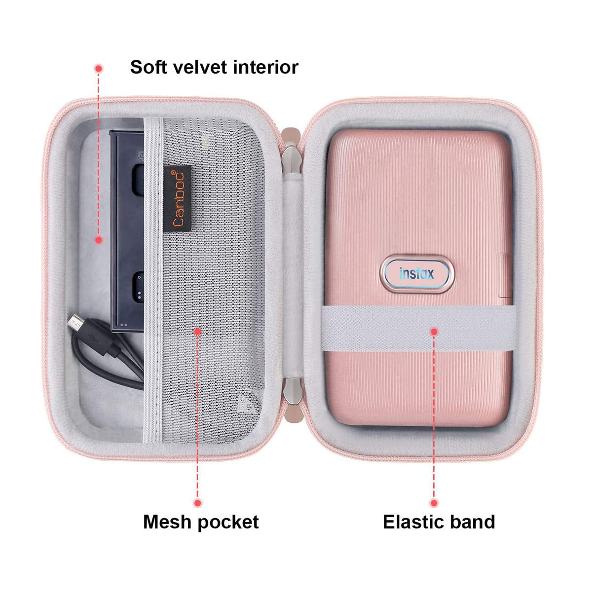 ZIKKON Instax mini EVA Case for Instax Mini Link, Link3, Liplay, EVO (Blush Gold)