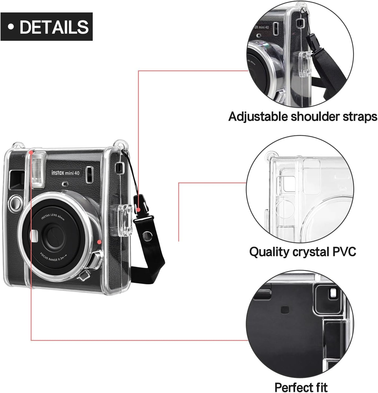 ZIKKON Compatible Mini 40 Camera Case Bag for Fujifilm Instax Mini 40 Camera (Clear)