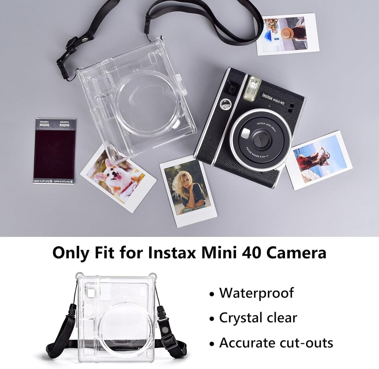 ZIKKON Compatible Mini 40 Camera Case Bag for Fujifilm Instax Mini 40 Camera (Clear)