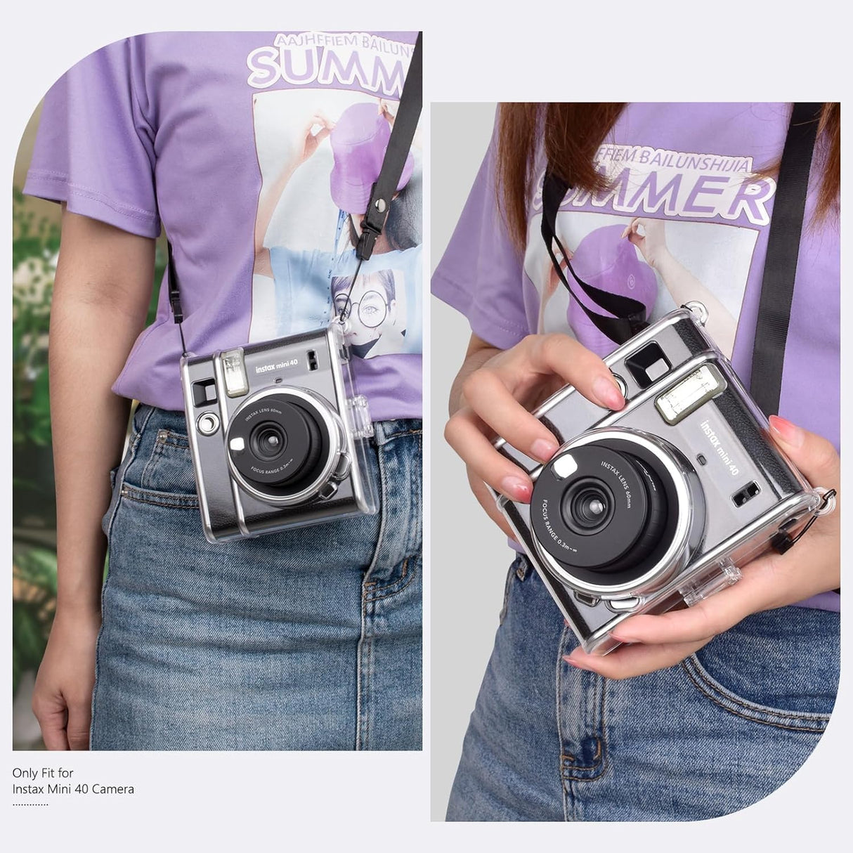 ZIKKON Compatible Mini 40 Camera Case Bag for Fujifilm Instax Mini 40 Camera (Clear)