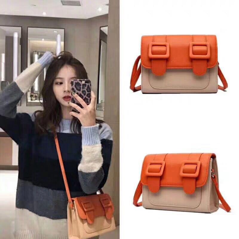 ZIKKON Instax universal Macaron style Message Crossbody Bag for Fujiflim Instant Camera Digital camera shoulder bag (Orange)