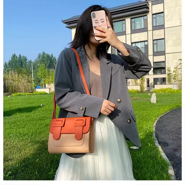 ZIKKON Instax universal Macaron style Message Crossbody Bag for Fujiflim Instant Camera Digital camera shoulder bag (Orange)