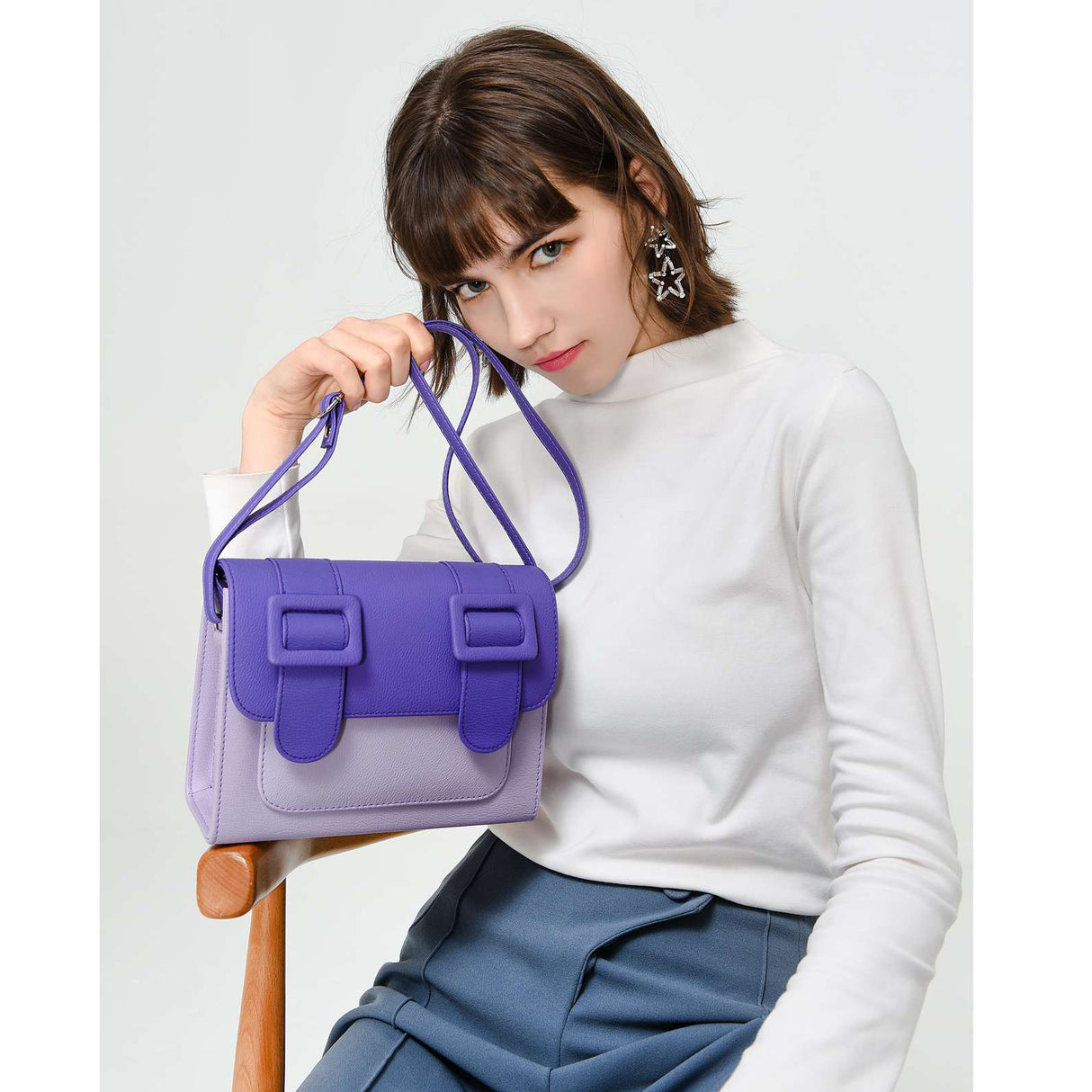 ZIKKON Instax universal Macaron style Message Crossbody Bag for Fujiflim Instant Camera Digital camera shoulder bag (purple)