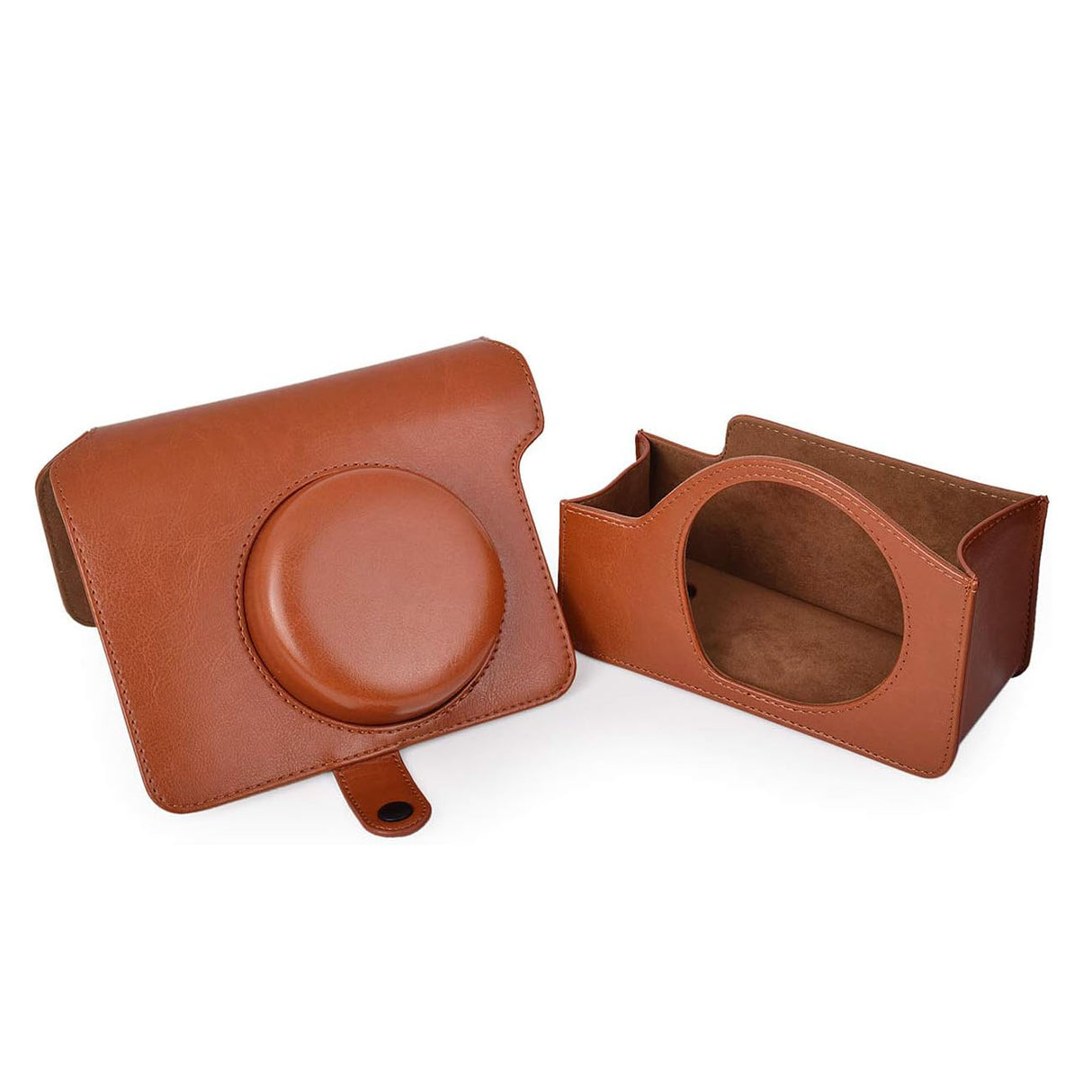 ZIKKON PU Leather Camera Case Compatible with Wide 300 Instant Camera Bag with Shoulder Strap_Brown