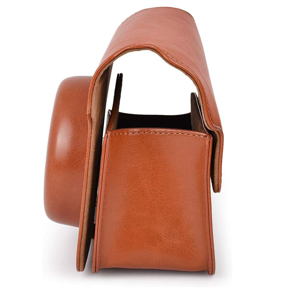 ZIKKON PU Leather Camera Case Compatible with Wide 300 Instant Camera Bag with Shoulder Strap_Brown