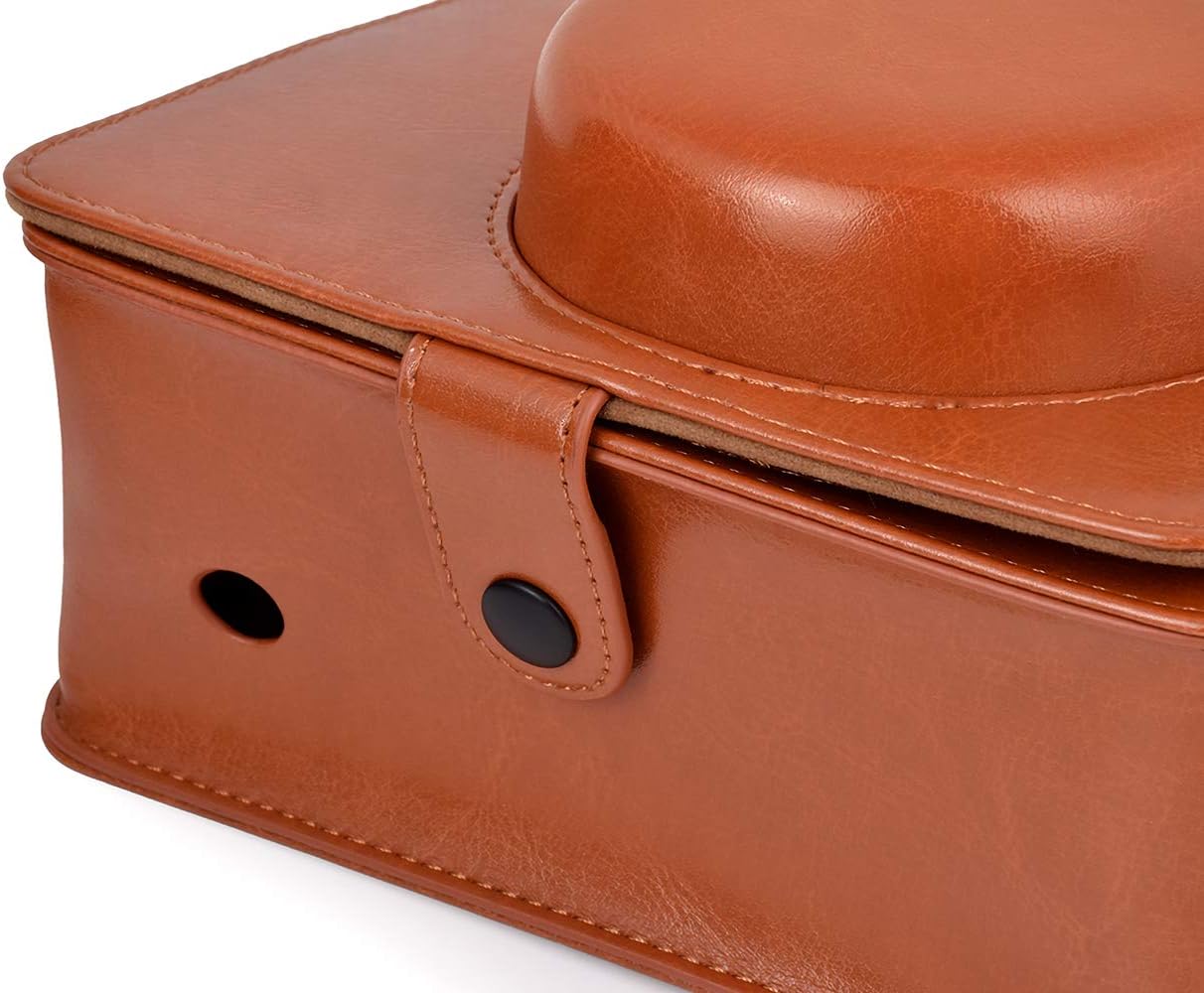 ZIKKON PU Leather Camera Case Compatible with Wide 300 Instant Camera Bag with Shoulder Strap_Brown