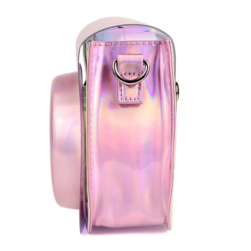 ZIKKON PU Leather Protective Camera Case Pouch for Fuji-Film Instant Insta-x Mini 11, Mini 9, Instant Camera Carrying Bag with Adjustable Shoulder StrapI ridescent Clear