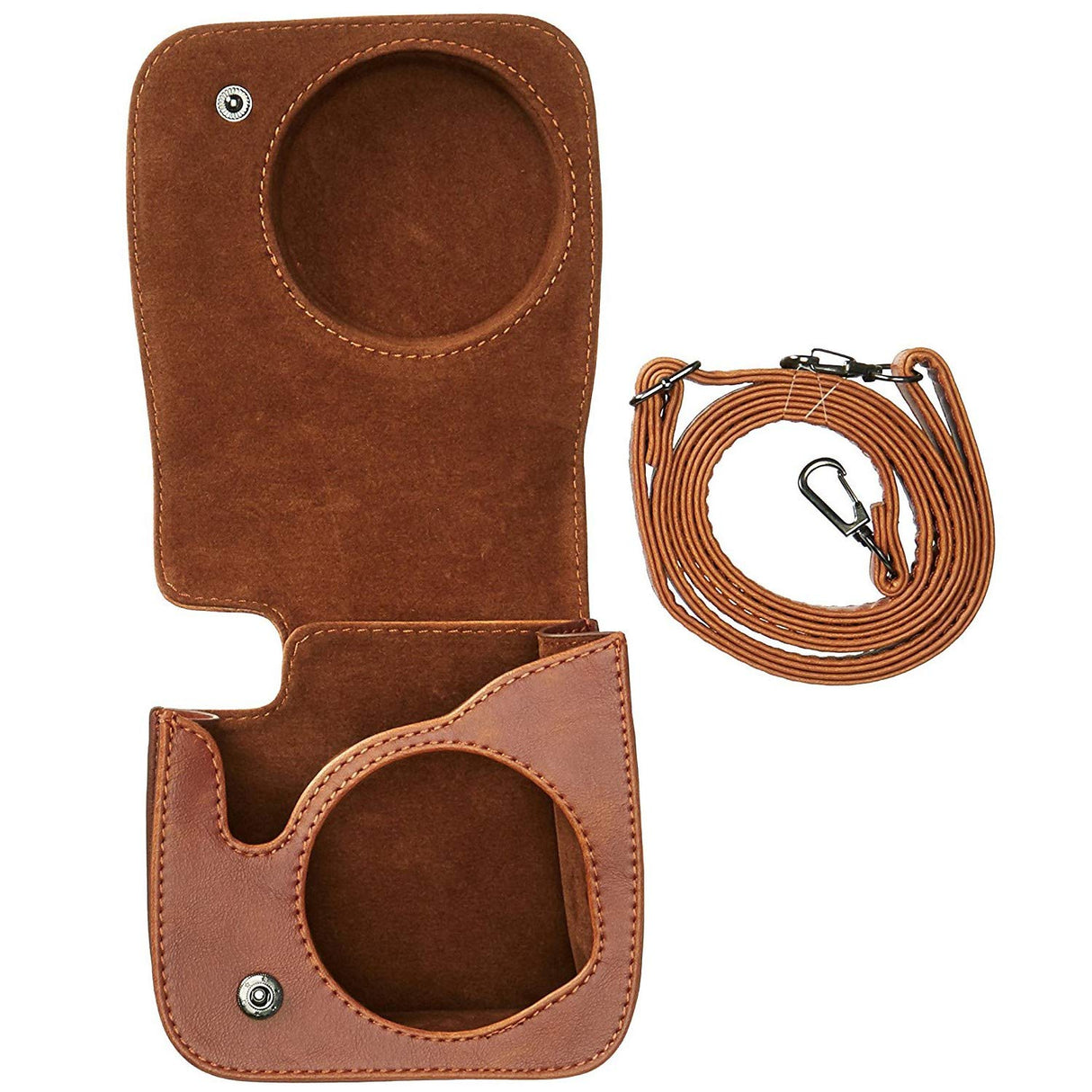 ZIKKON Protective Camera Case Compatible with Fuji-Film Instant Insta-x Mini 11/9/8 PU Leather Bag with Adjustable Shoulder Strap- Brown