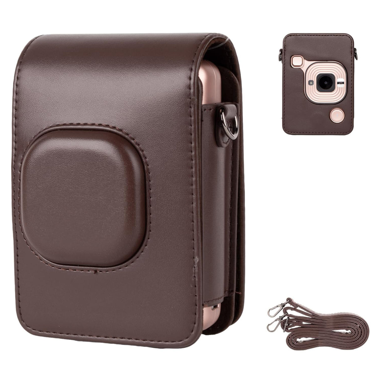 ZIKKON Protective Case for Fuji instax mini liplay Camera with adjustable neck strap quick detachable- Deep bronze