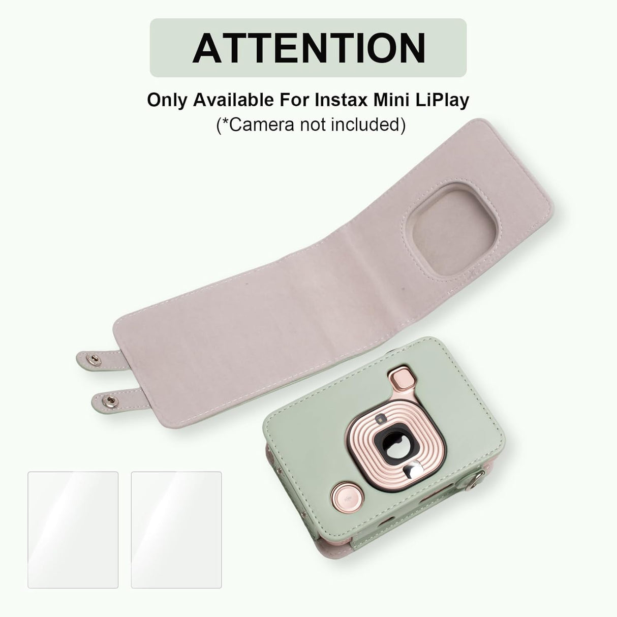 ZIKKON Protective Case for Fuji instax mini liplay Camera with adjustable neck strap quick detachable- Matcha Green