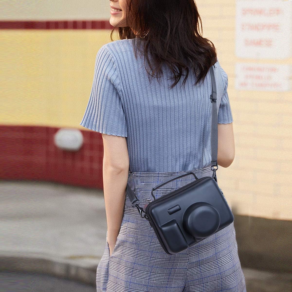 ZIKKON Protective Case for Fujifilm Instax Wide 400/300/210/ Instant Camera, Universal Wide Hard Shell Carrying Case with Removable Adjustable Strap -(Black)