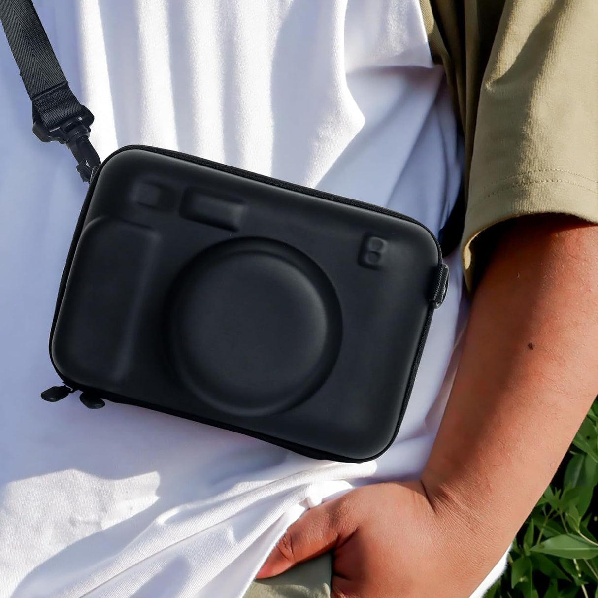 ZIKKON Protective Case for Fujifilm Instax Wide 400/300/210/ Instant Camera, Universal Wide Hard Shell Carrying Case with Removable Adjustable Strap -(Black)