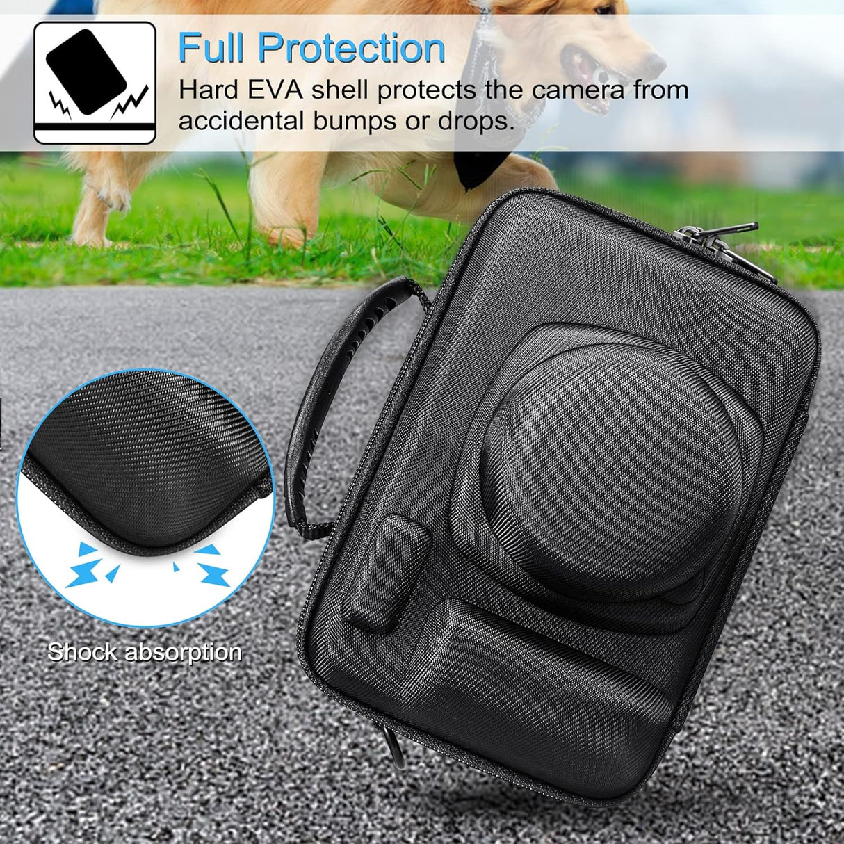 ZIKKON Protective Case for Fujifilm Instax Wide 400/300/210/ Instant Camera, Universal Wide Hard Shell Carrying Case with Removable Adjustable Strap -(Black)