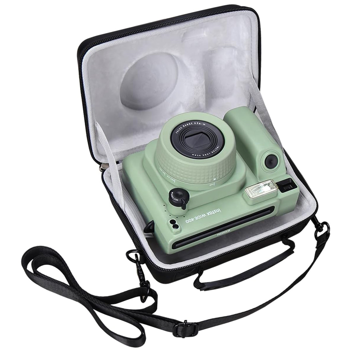 ZIKKON Protective Case for Fujifilm Instax Wide 400/300/210/ Instant Camera, Universal Wide Hard Shell Carrying Case with Removable Adjustable Strap -(Black)