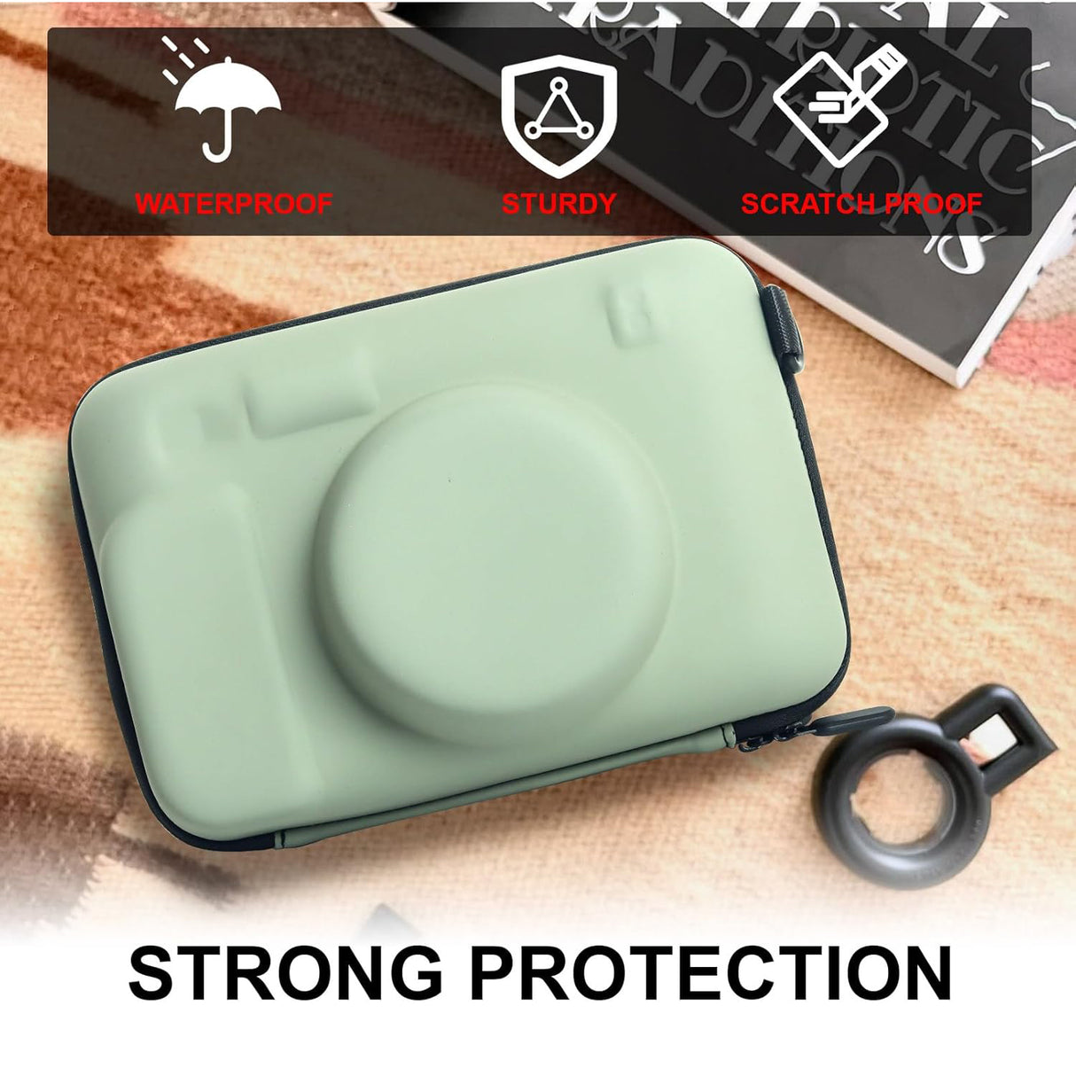 ZIKKON Protective Case for Fujifilm Instax Wide 400/300/210/ Instant Camera, Universal Wide Hard Shell Carrying Case with Removable Adjustable Strap