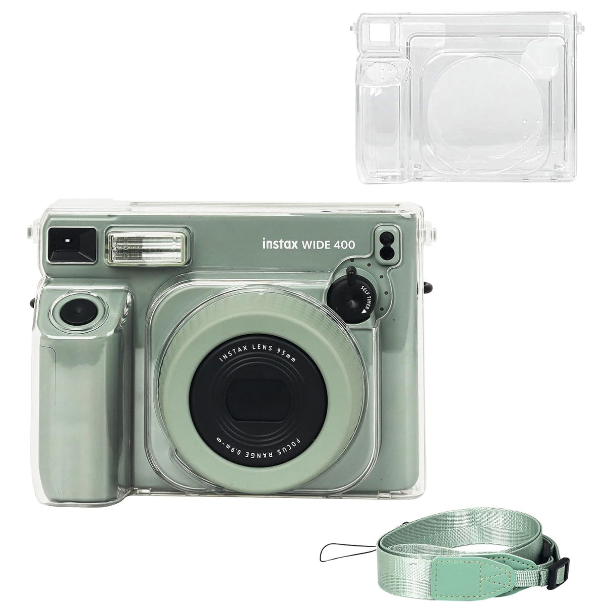 ZIKKON Protective Clear Case for Fujifilm Instax Wide 400 Instant Camera, Clear Cover for Fuji Instax Wide 400 Camera Case, for Instax Wide 400 Case with Shoulder Strap