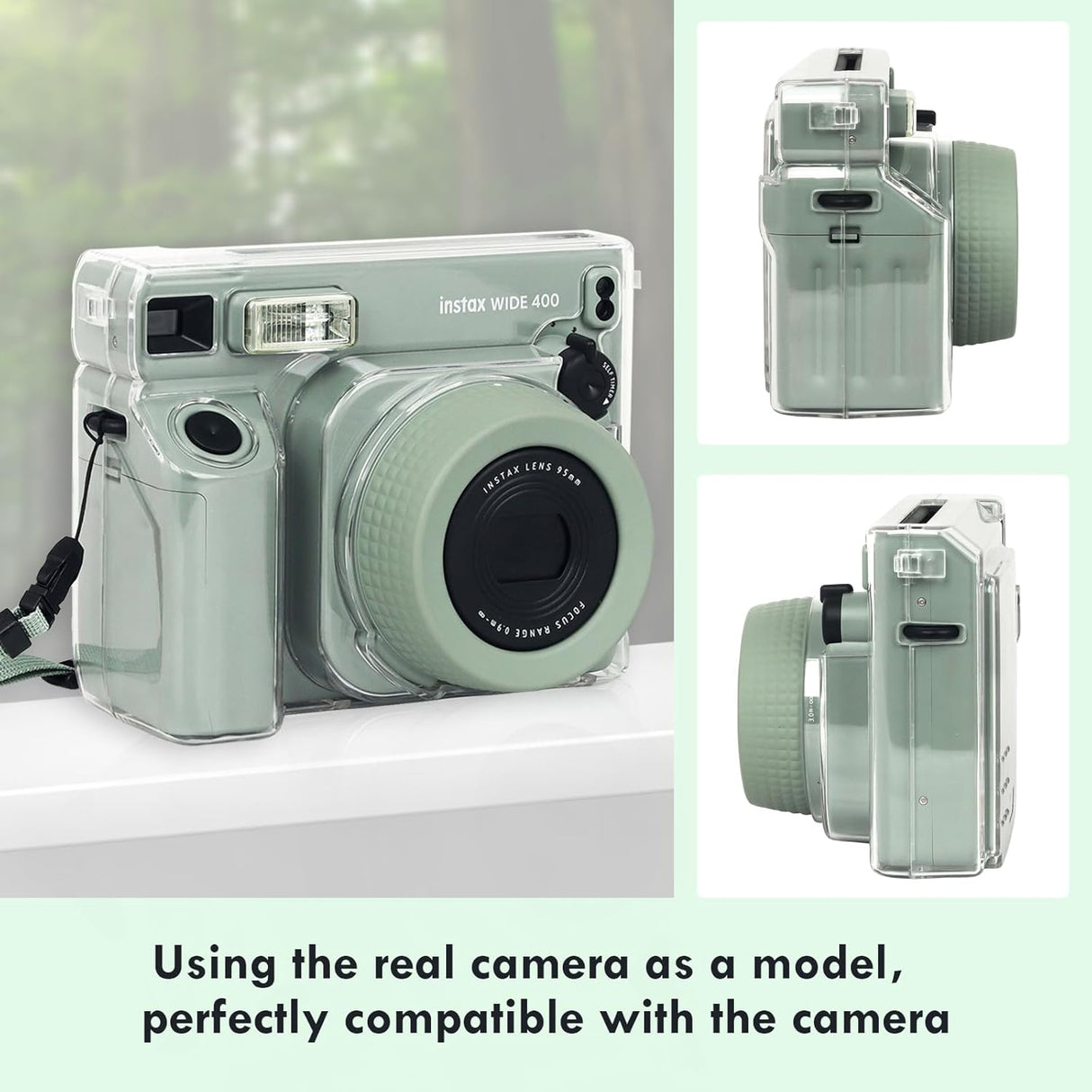 ZIKKON Protective Clear Case for Fujifilm Instax Wide 400 Instant Camera, Clear Cover for Fuji Instax Wide 400 Camera Case, for Instax Wide 400 Case with Shoulder Strap