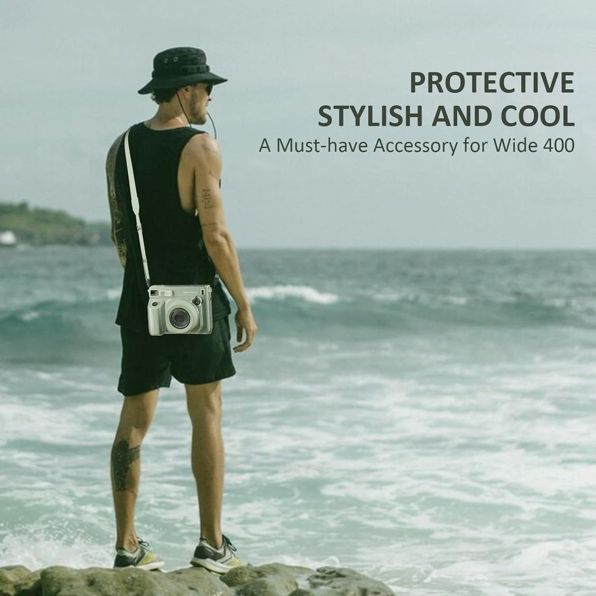 ZIKKON Protective Clear Case for Fujifilm Instax Wide 400 Instant Camera, Clear Cover for Fuji Instax Wide 400 Camera Case, for Instax Wide 400 Case with Shoulder Strap