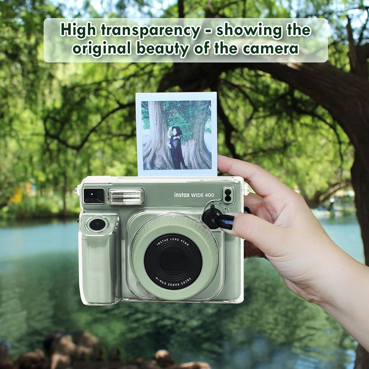 ZIKKON Protective Clear Case for Fujifilm Instax Wide 400 Instant Camera, Clear Cover for Fuji Instax Wide 400 Camera Case, for Instax Wide 400 Case with Shoulder Strap