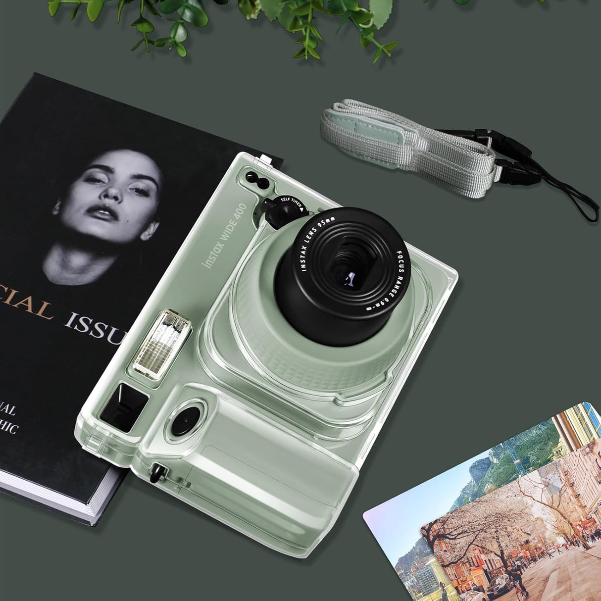 ZIKKON Protective Clear Case for Fujifilm Instax Wide 400 Instant Camera, Clear Cover for Fuji Instax Wide 400 Camera Case, for Instax Wide 400 Case with Shoulder Strap