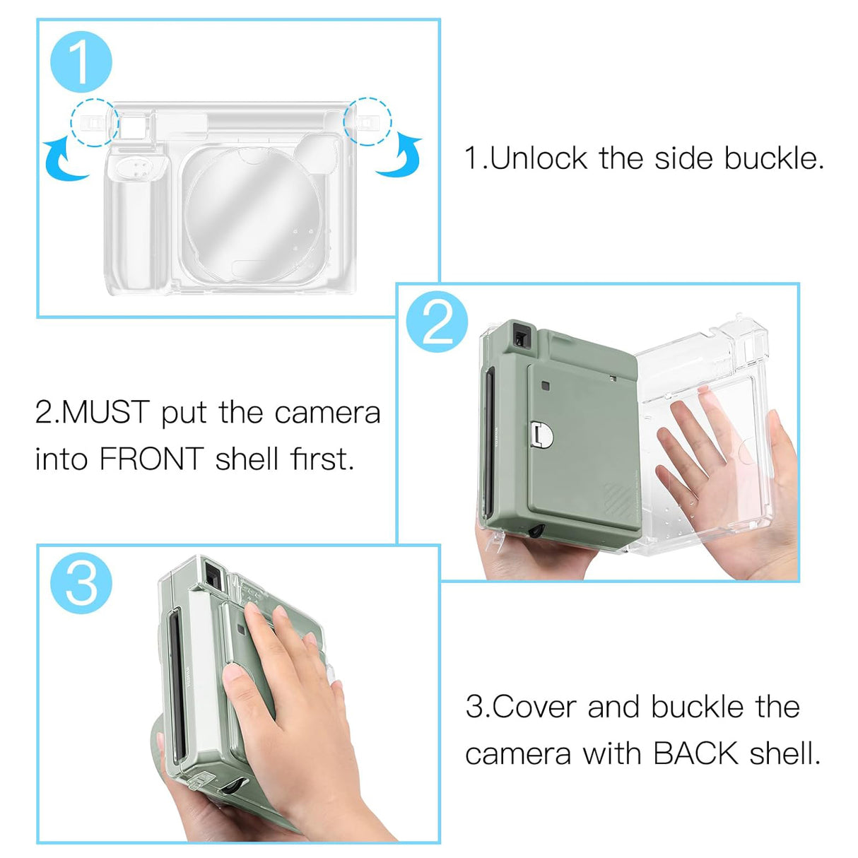 ZIKKON Protective Clear Case for Fujifilm Instax Wide 400 Instant Camera, Clear Cover for Fuji Instax Wide 400 Camera Case, for Instax Wide 400 Case with Shoulder Strap