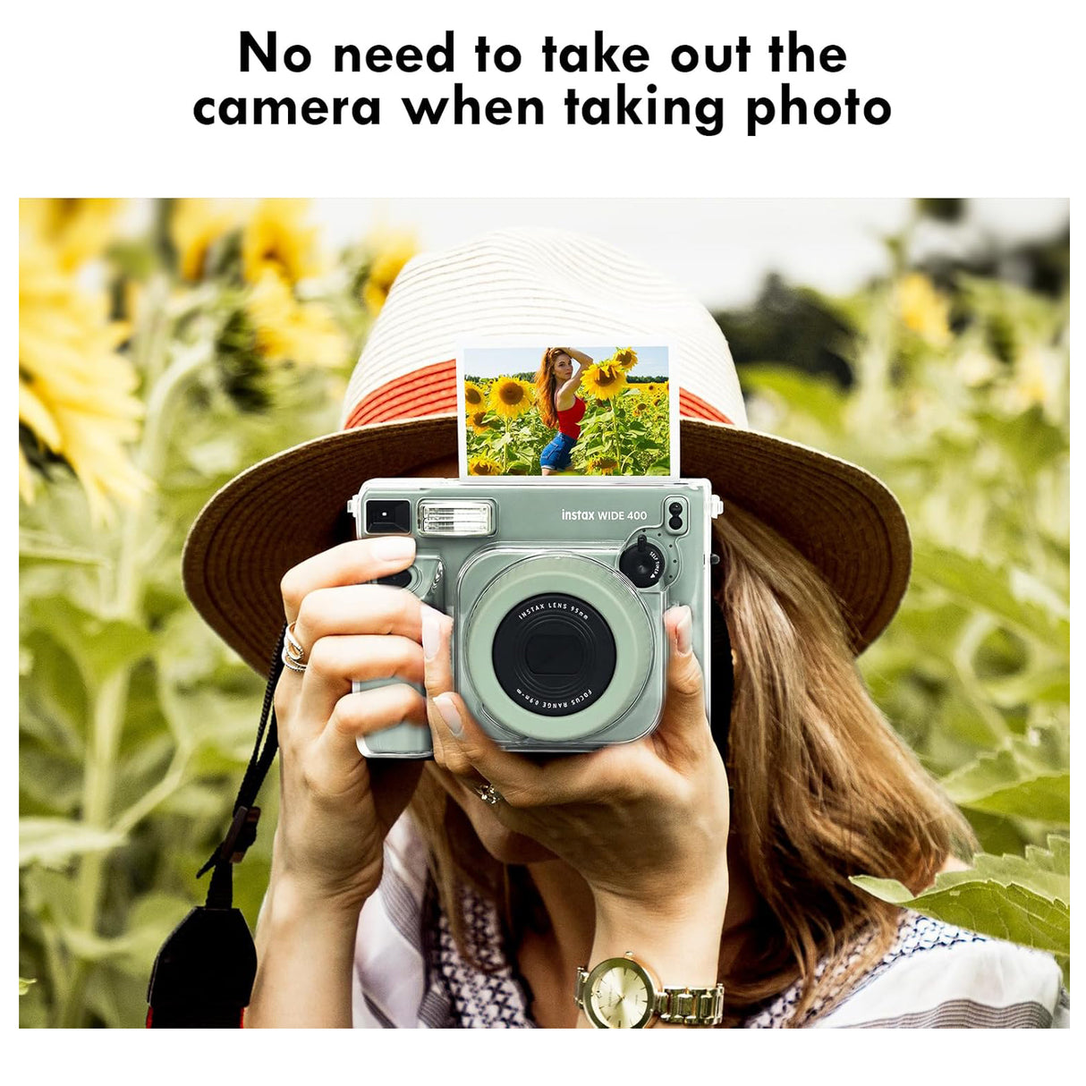 ZIKKON Protective Clear Case for Fujifilm Instax Wide 400 Instant Camera, Clear Cover for Fuji Instax Wide 400 Camera Case, for Instax Wide 400 Case with Shoulder Strap