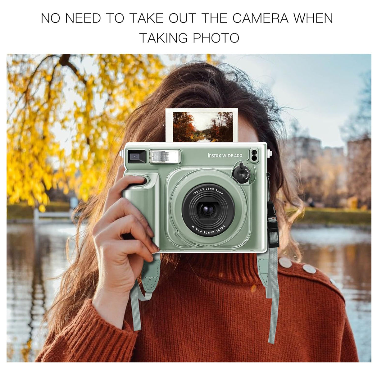 ZIKKON Protective Clear Case for Fujifilm Instax Wide 400 Instant Camera, Clear Cover for Fuji Instax Wide 400 Camera Case, for Instax Wide 400 Case with Shoulder Strap